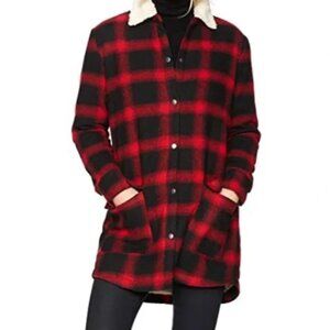 BB Dakota Bradley Red Plaid Sherpa lined coat - Sm